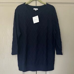 croft & barrow Navy Diamond‑Textured Scoop Neck Pullover